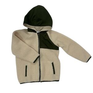 Old Navy Sherpa Hooded Jacket | Cream & Olive | Size 5T